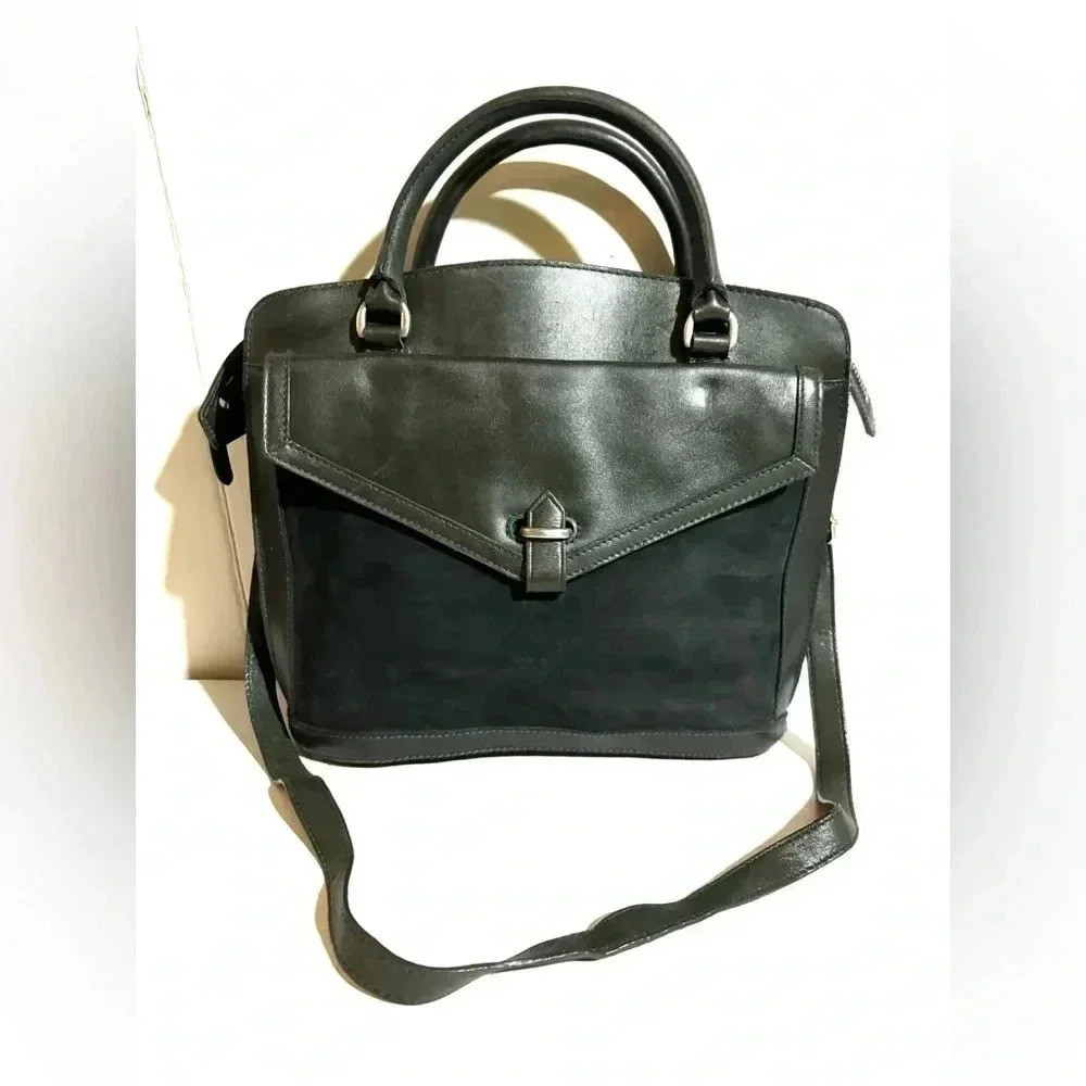 Madewell black / gray suede leather shoulder handbag